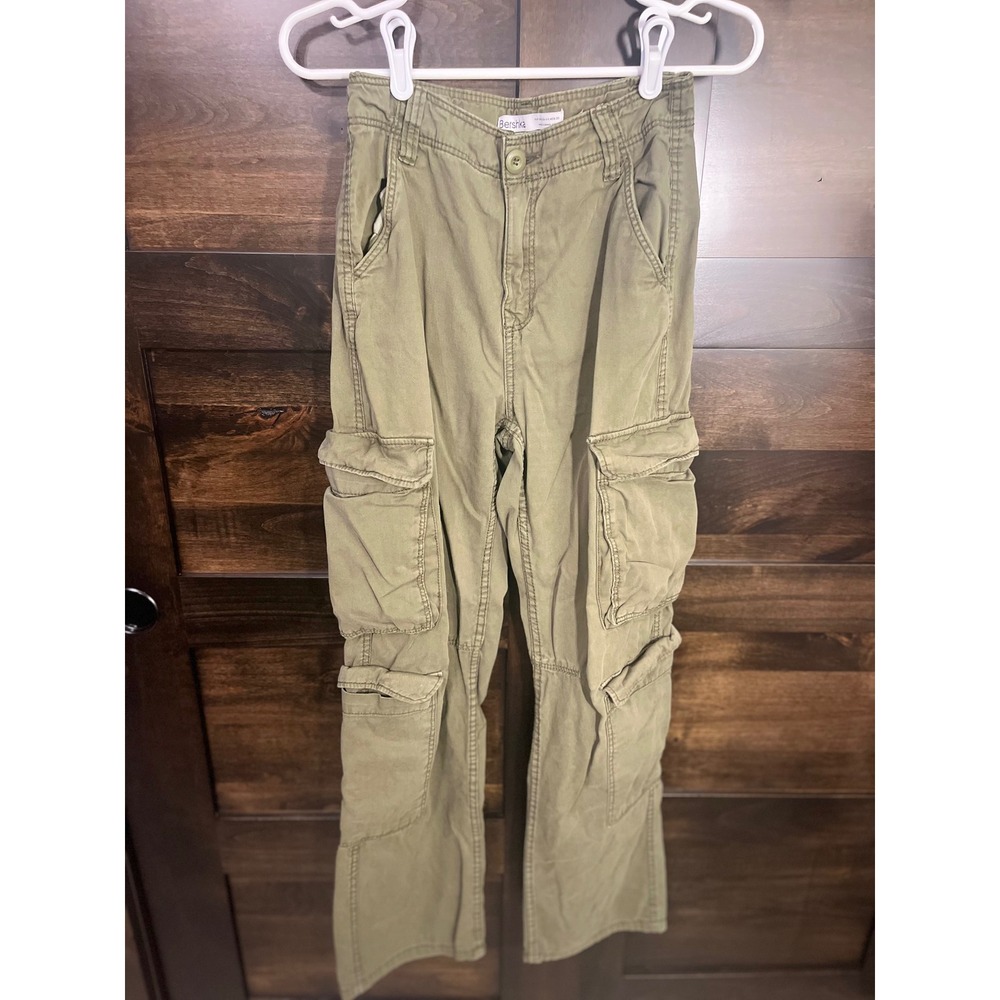 Bershka Straight Multicargo Pants Olive Green Utility Cargo Trousers Womens 4